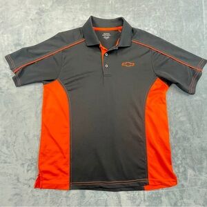 Chevrolet Men's Black and Orange Polo Shirt, excellent condition, large